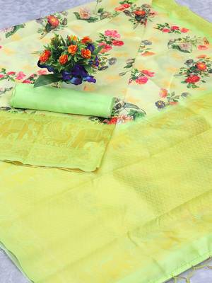 Multicolor Woven Cotton Silk Saree With Blouse 5