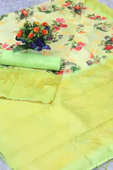Multicolor Woven Cotton Silk Saree With Blouse