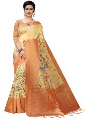 Multicolor Woven Cotton Silk Saree With Blouse 1