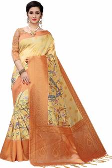 Multicolor Woven Cotton Silk Saree With Blouse