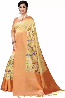 Multicolor Woven Cotton Silk Saree With Blouse
