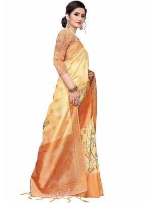 Multicolor Woven Cotton Silk Saree With Blouse 3