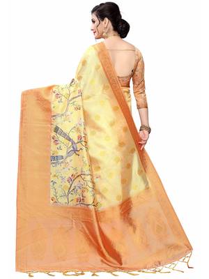 Multicolor Woven Cotton Silk Saree With Blouse 4