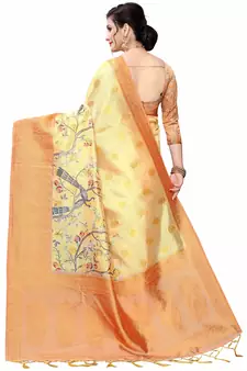 Multicolor Woven Cotton Silk Saree With Blouse
