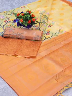 Multicolor Woven Cotton Silk Saree With Blouse 5