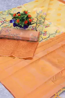 Multicolor Woven Cotton Silk Saree With Blouse