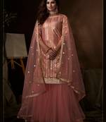 Pink Color Thread & Dori Work Salwar Kameez With Net Dupatta Set