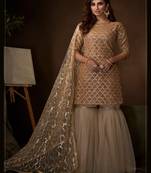 Beige Color Designer Dori Work Salwar Kameez With Dupatta