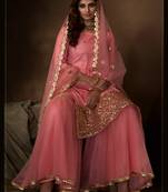 Pink Sequins Work Salwar Kameez With Soft Net Dupatta Set