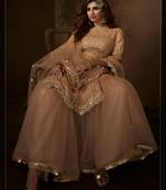 Beige Color Mirror & Sequins Work Salwar Kameez Dupatta Set