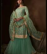 Green Soft Net Salwar Kameez Dupatta Set