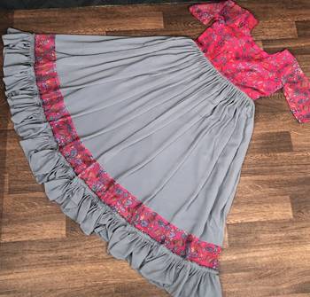 Grey Faux Blooming Organza Print Long Kurti 4