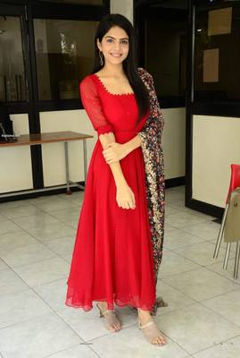 Designer Red Georgette With Organza Duapatta Long Kurti 1