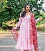 Light Pink Georgette Gown With dupatta