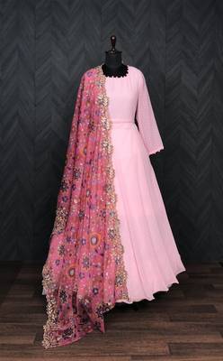 Light Pink Georgette Gown With dupatta 3
