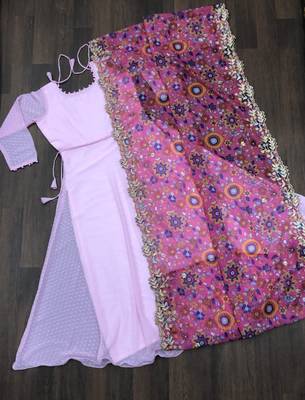 Light Pink Georgette Gown With dupatta 4