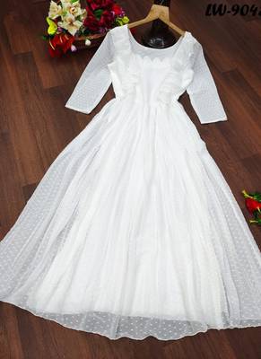 Off White georgette Designer Gown 2