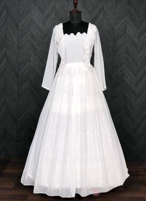 Off White georgette Designer Gown 3