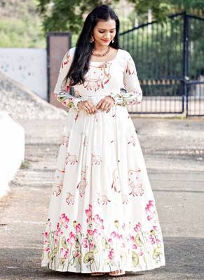 Off White Georgette Designer Gown 1