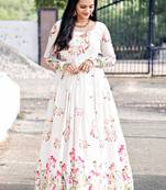 Off White Georgette Designer Gown