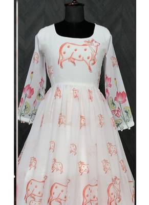 Off White Georgette Designer Gown 2
