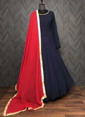 Designer Black Georgette Gown With Dupatta 2
