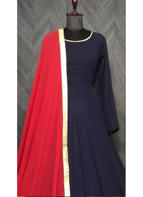 Designer Black Georgette Gown With Dupatta 3