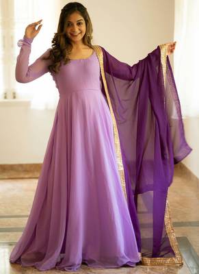 Designer Light Pink Georgette Gown With Dupatta 1
