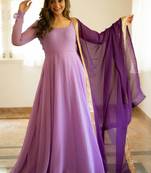 Designer Light Pink Georgette Gown With Dupatta