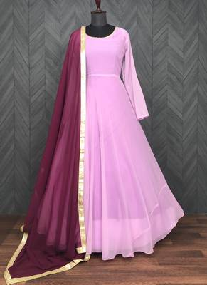 Designer Light Pink Georgette Gown With Dupatta 2