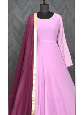Designer Light Pink Georgette Gown With Dupatta 3