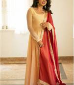 Designer Light Yellow Georgette Gown With Dupatta