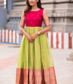 Designer Light Green Organza jacquard Gown