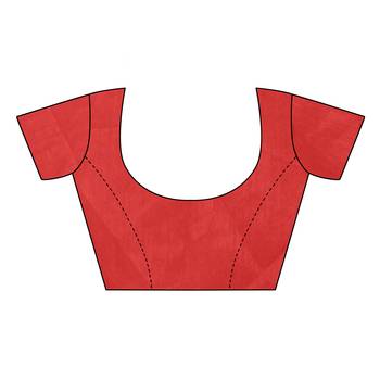 Red woven georgette saree with blouse 4