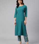 Teal plain crepe salwar