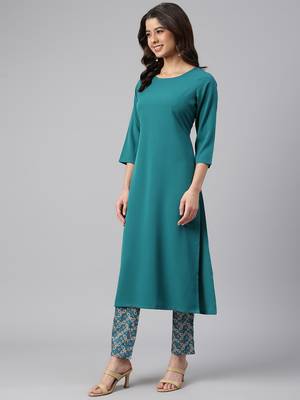 Teal plain crepe salwar 3