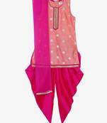 Peach & Magenta Festive Dhoti Kurta For Girls