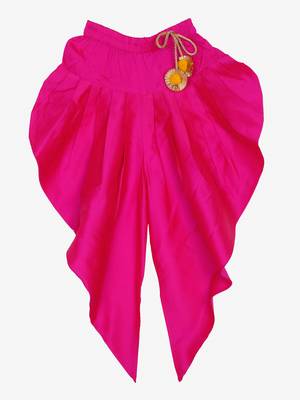 Peach & Magenta Festive Dhoti Kurta For Girls 3