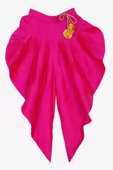 Peach & Magenta Festive Dhoti Kurta For Girls