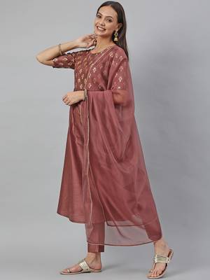Brown printed silk salwar 3