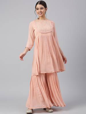 Peach thread pure georgette salwar 2