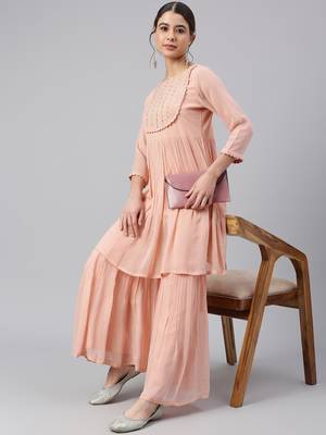 Peach thread pure georgette salwar 3