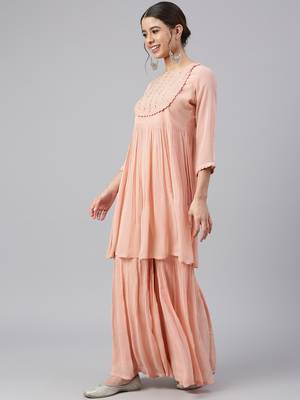 Peach thread pure georgette salwar 4