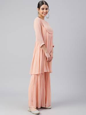 Peach thread pure georgette salwar 5