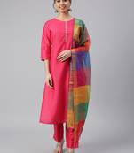 Magenta plain silk salwar