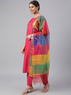 Magenta plain silk salwar 3