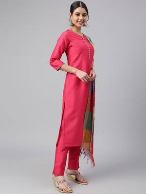 Magenta plain silk salwar 4