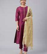 Wine plain silk salwar