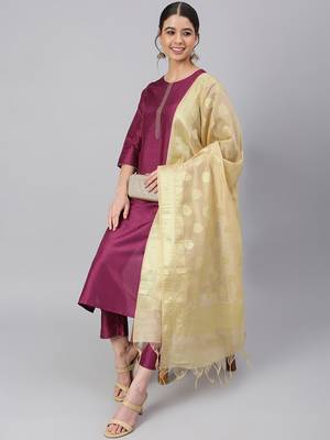 Wine plain silk salwar 2