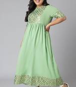 XL LOVE by Janasya Green printed crepe ethnic-kurtis